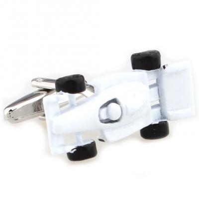 White Enamel Formula One Race Car Cufflinks.JPG